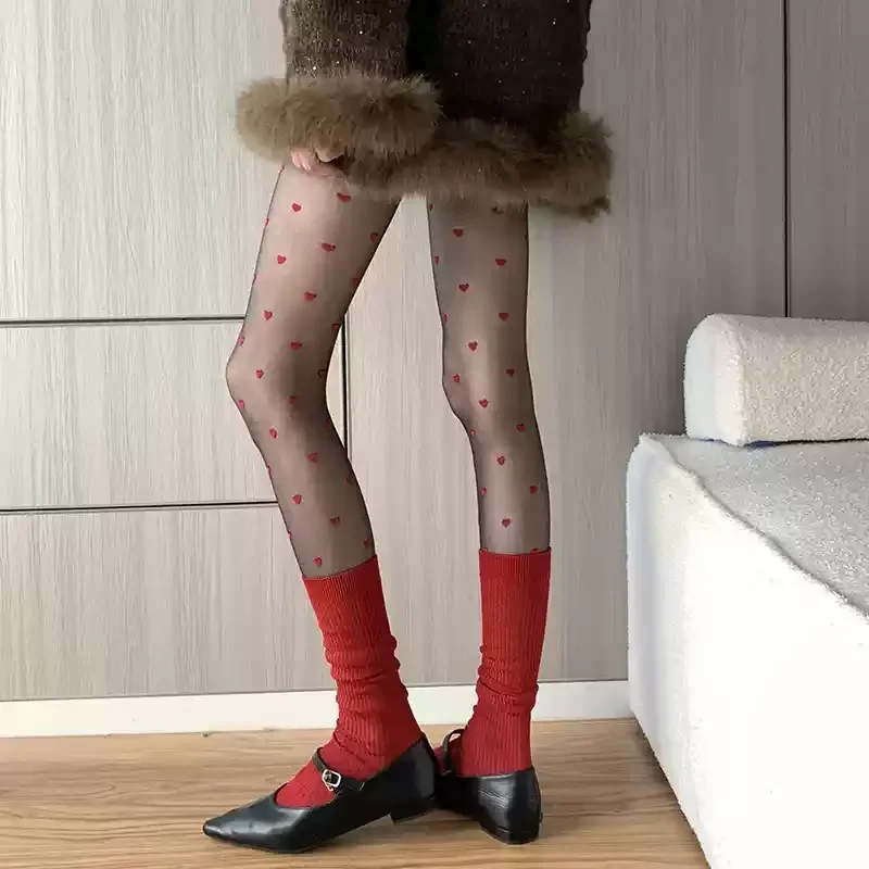 Collant Donna Nero Lolita Dolce Ragazze Collant Vita alta Calza corpo Polka Dot Coscia alta Calza Collant Donna Stretto