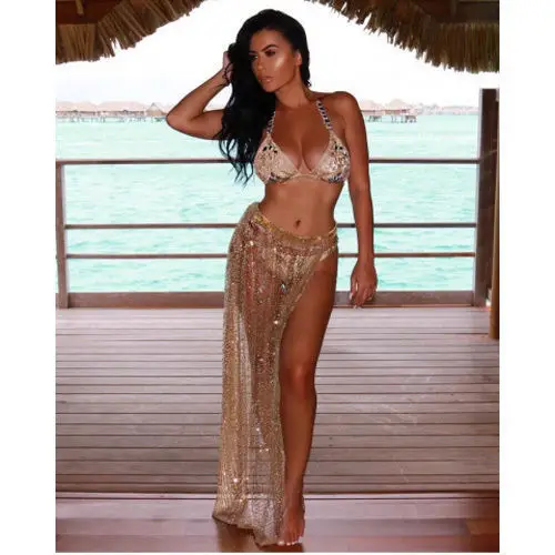Summer New Women's Sequin Decor Sheer Maxi Skirt High Waist Slim Fit Elegant Comfort Casual Daily Wear Commute Trendy Long Skirt