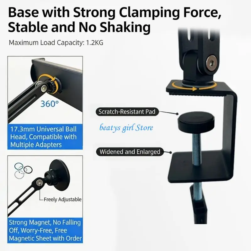 

C7AB Aluminum Tablets Arm Stand Bracket For 4.7 To 13inch Screens Phones And Pad