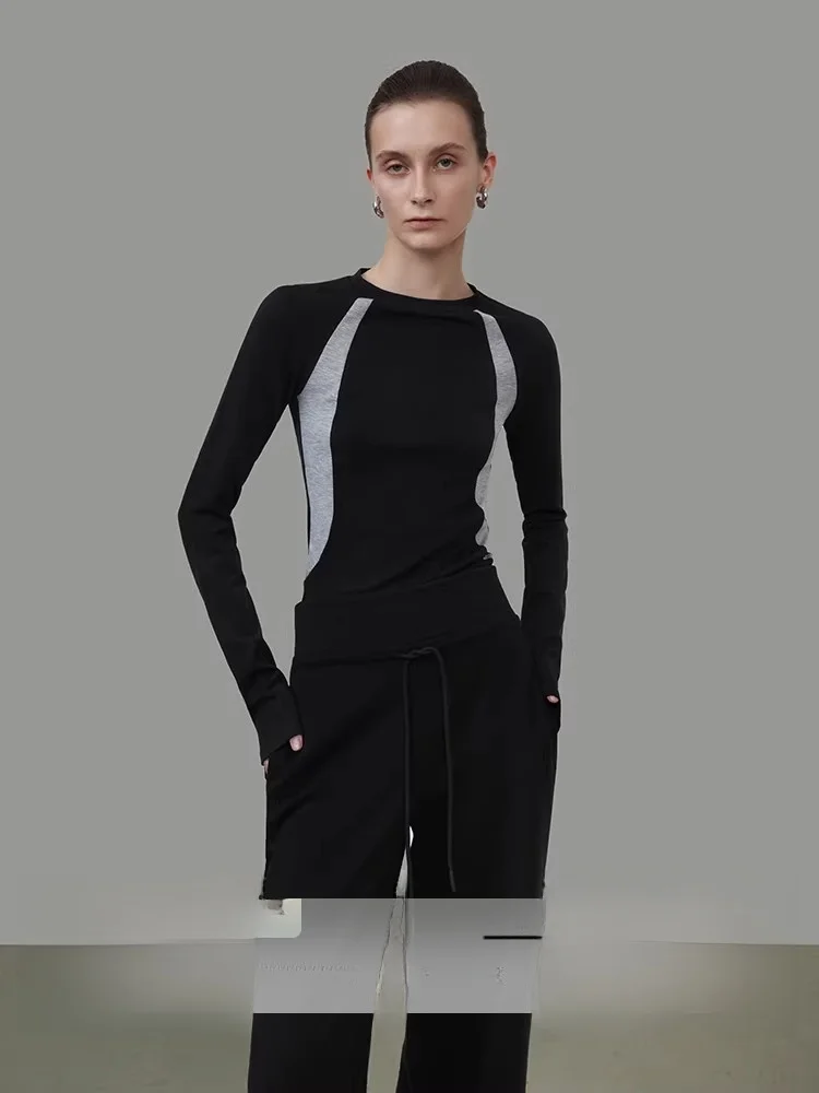 

Unspoken Women's Knitted Top Color Blo Irregular Slim Fit Base irt Spring 2026 New Sle Commute Simple Versatile Long Sl...