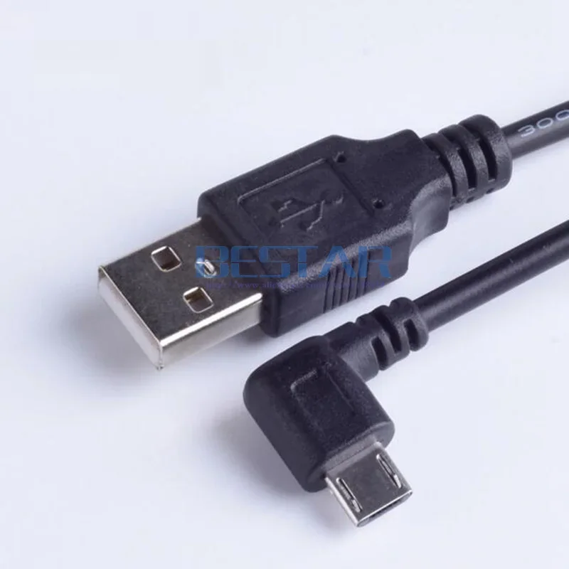 Black DC power plug USB convert to Micro USB L Shape Black Left Angle Elbow Jack with cord connector charging cable 1M 3FT