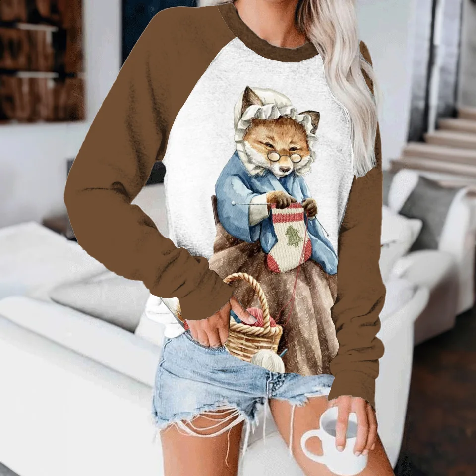 Nette Katze Muster 3D Druck Sweatshirts frauen Raglan Lange Ärmel Hoodies Streetwear Y2k Pullover Harajuku Top Weibliche Kleidung