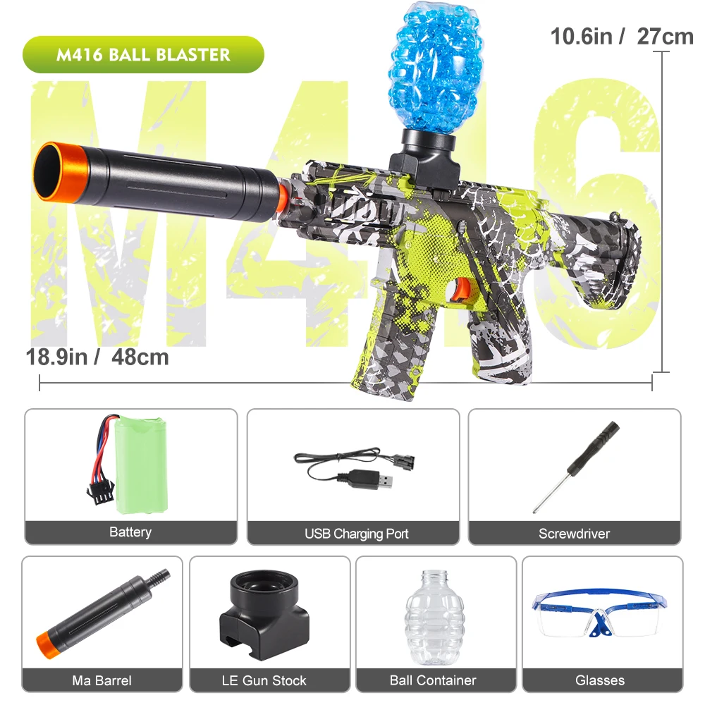 M416 elektrisch blasterpistoolspeelgoed, oplaadbaar automatisch buitenspeelgoed voor teamfamilieactiviteiten, perfect cadeau (kogels exclusief)
