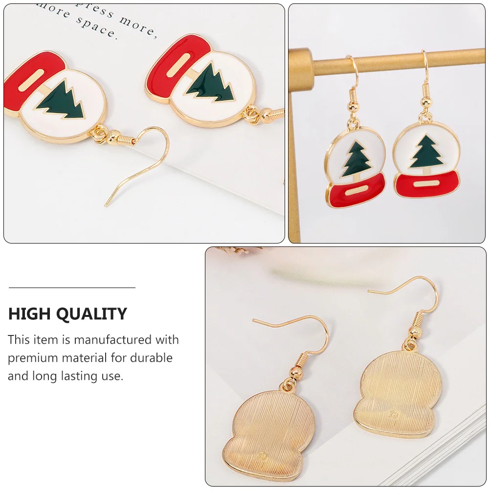 

1Pair Christmas Hat Earrings Adorable Golden Red Dangling Ear Jewelry Party Gift Women Accessories Christmas Party Eardrop