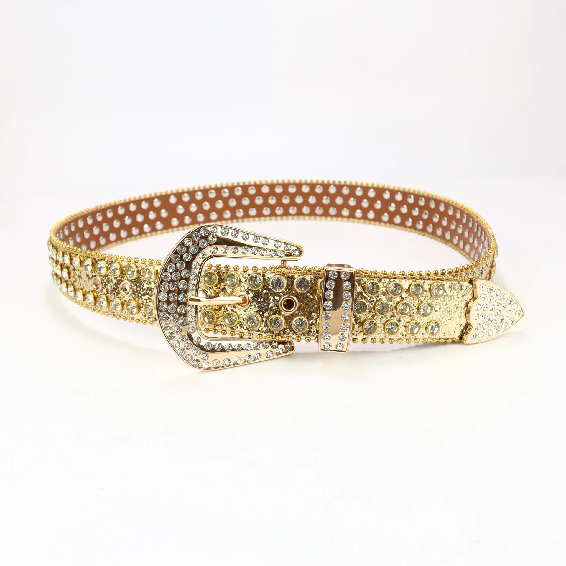 เข็มขัดอะคริลิกประดับเพชรสำหรับผู้หญิง ลายเพ้นท์มุกประกายน้ำ ดีไซน์โดดเด่น เครื่องประดับแฟชั่นสำหรับสุภาพสตรี