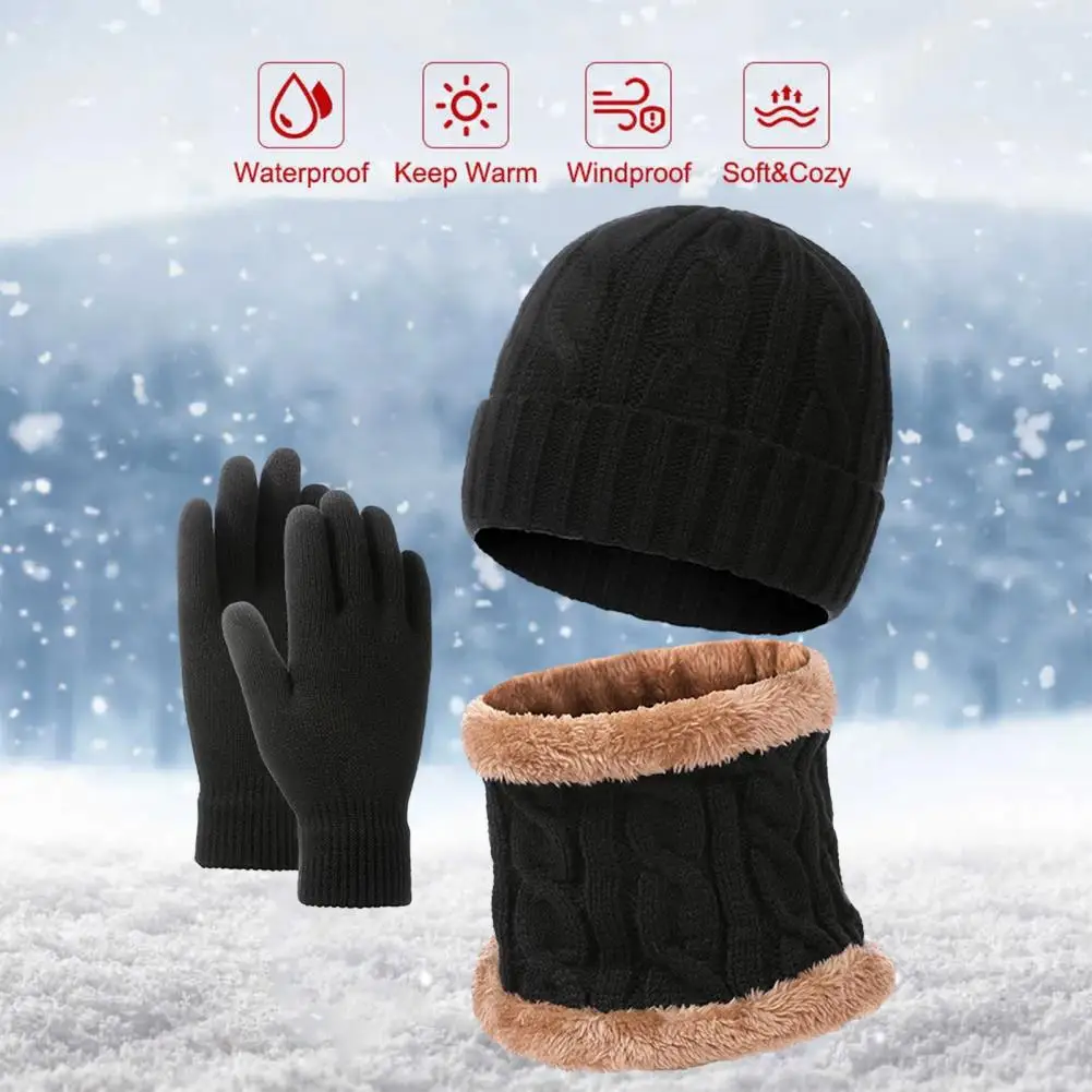 Unsiex-Conjunto de guantes de invierno para hombre y mujer, Set de guantes gruesos y cálidos a prueba de viento, gorro de ciclismo al aire libre,