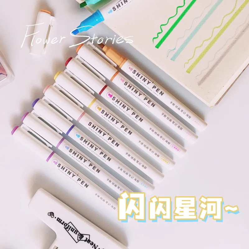 4Pcs Kawaii Stationery, Highlighter, Learning Marker, Art Drawing Graffiti Pen, Hand Account Key Marker, Creative Highlighter