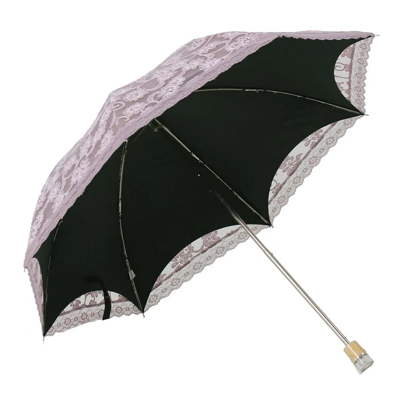 Umbrella Creative Umbrella H3206 Double Fold Sunshade Umbrella Lace Black Glue UV Resistant Sun Umbrella Double Fold Umbrella