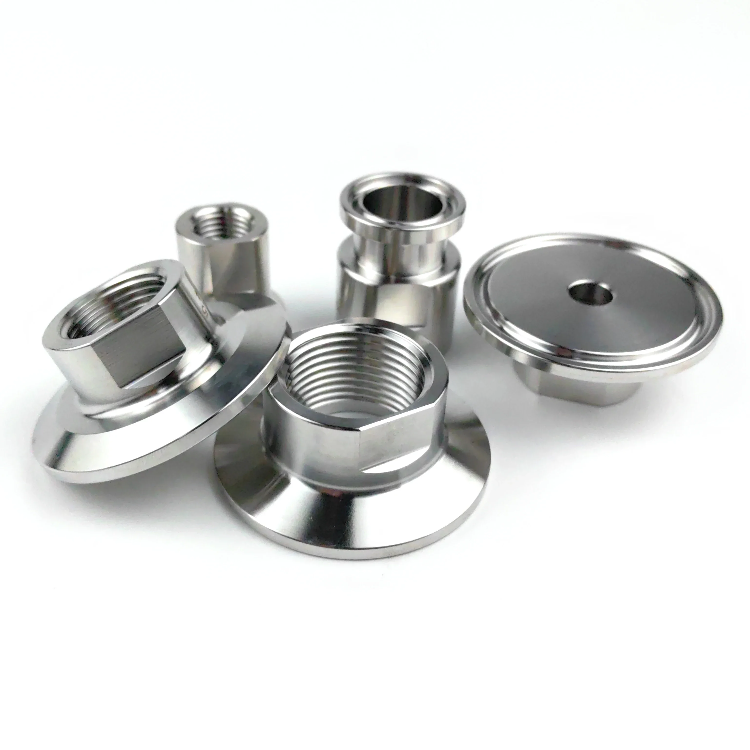 

SS304/316L stainless steel three clip fittings 25.4 50.5 64mm homemade 1/2 1/4 3/4 Npt female thread adapter joint hygiene