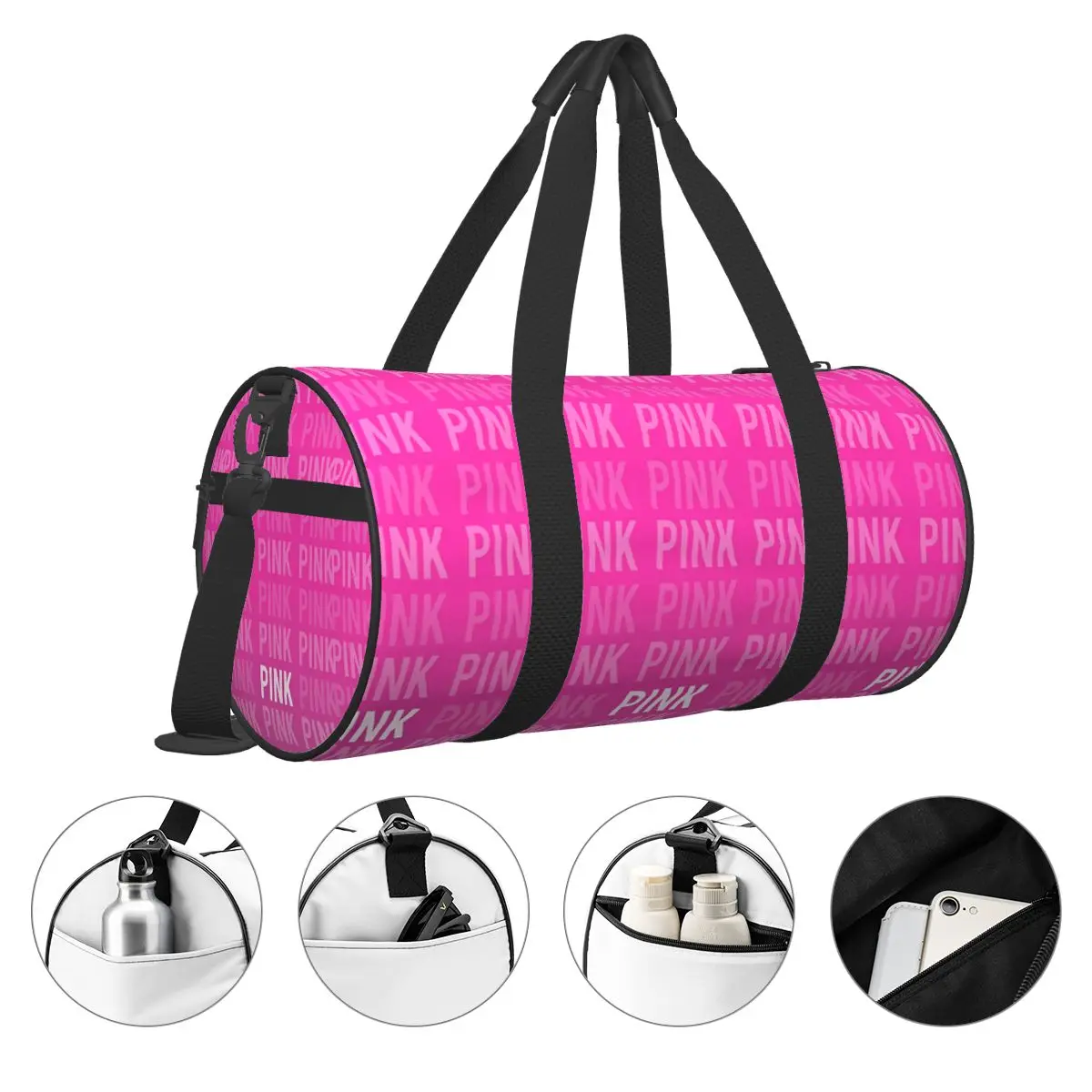 Bolsa de viagem estampada rosa para homens, bolsa de ginástica, grande capacidade, bolsa padrão ao ar livre, bolsa de esportes ioga gráfica