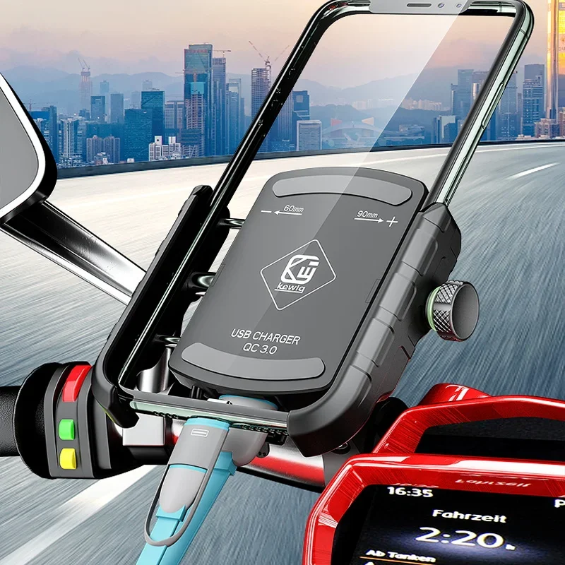 

Motorcycle Phone Holder Fast Wireless Charging Quick USB Charger Moto Motorbike Mirror Stand Cellphone Handlebar Mount