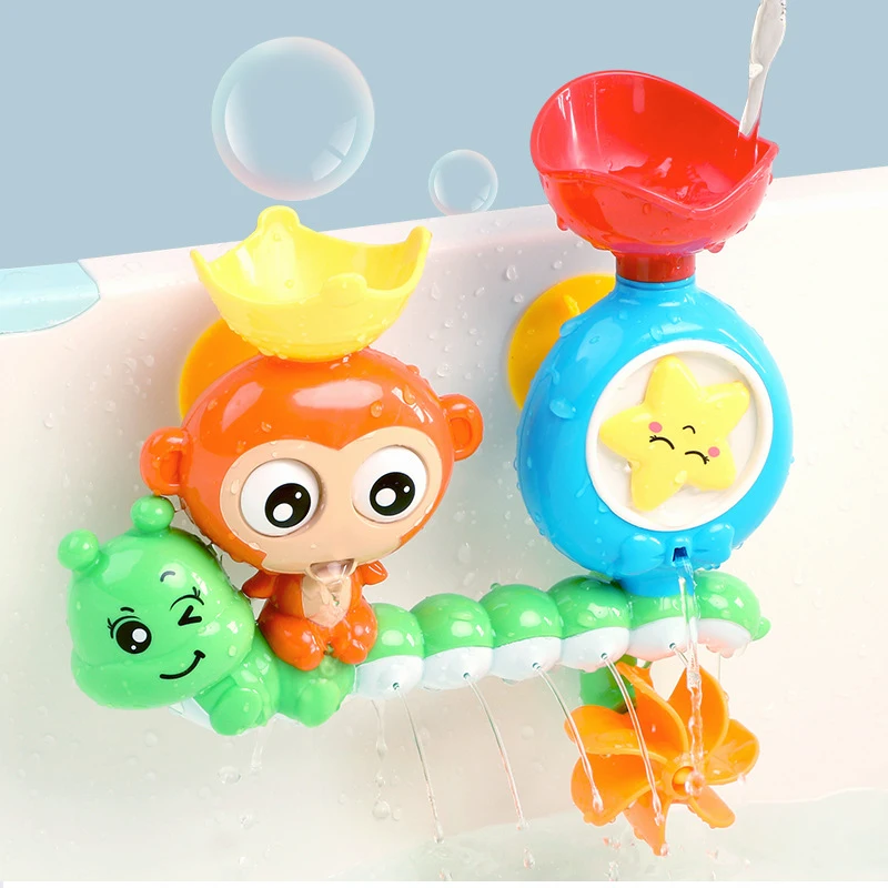 Bath Toys for Toddlers Kids Babies 1 2 3 Year Old Boys Girls Waterfall Bathtub Toy with 2 Toy Cups Strong Suction Cups