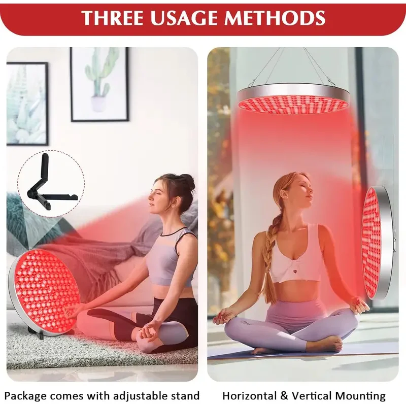 NEW Red Light Therapy Lamp LED Panel (Round)with Stand 660 &850nm Near Infrared Light Combo for Pain Relief Body Skin Beauty