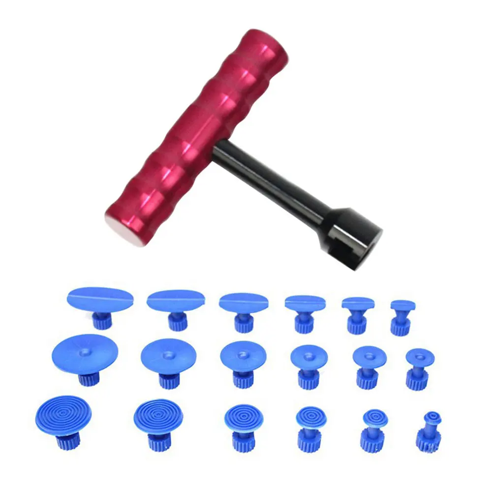 1Set Dent Puller Paintless Dent Removal Tool 18 Tabs T Bar Handle Concave Convex Design Portable Car Body Repair Kit