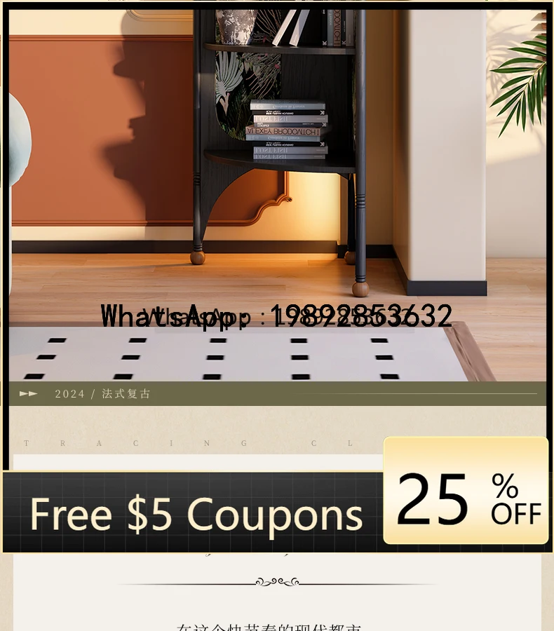 

AB Solid Wood Corner Cabinet French Retro Living Room Corner Storage Shelf Wall Corner Fan-Shaped Triangle Cabinet