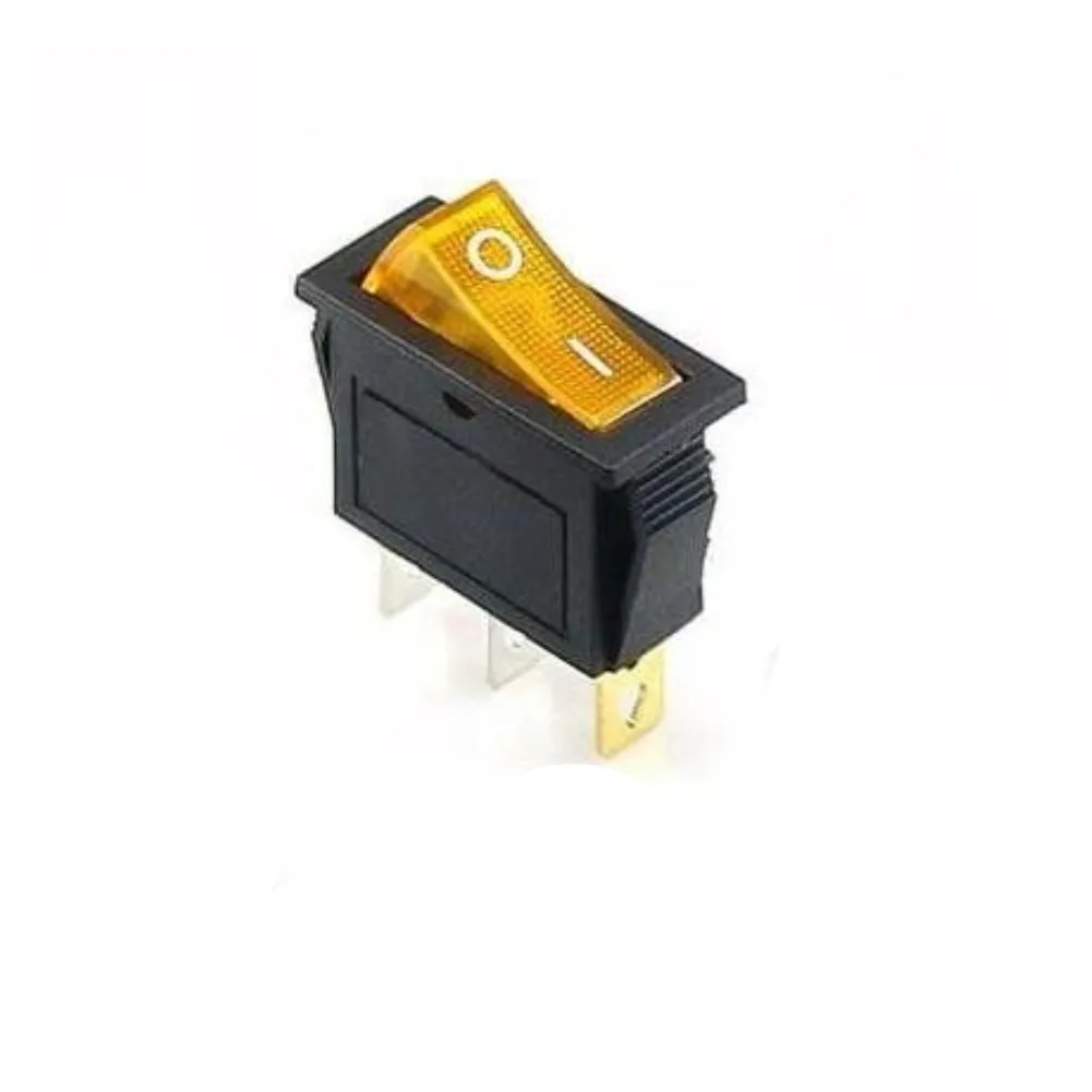 Multifunctional Rectangular Latching Neon Rocker Switch ONOFF 3 Pin Red Green Blue Yellow KCD3 for Power Sockets