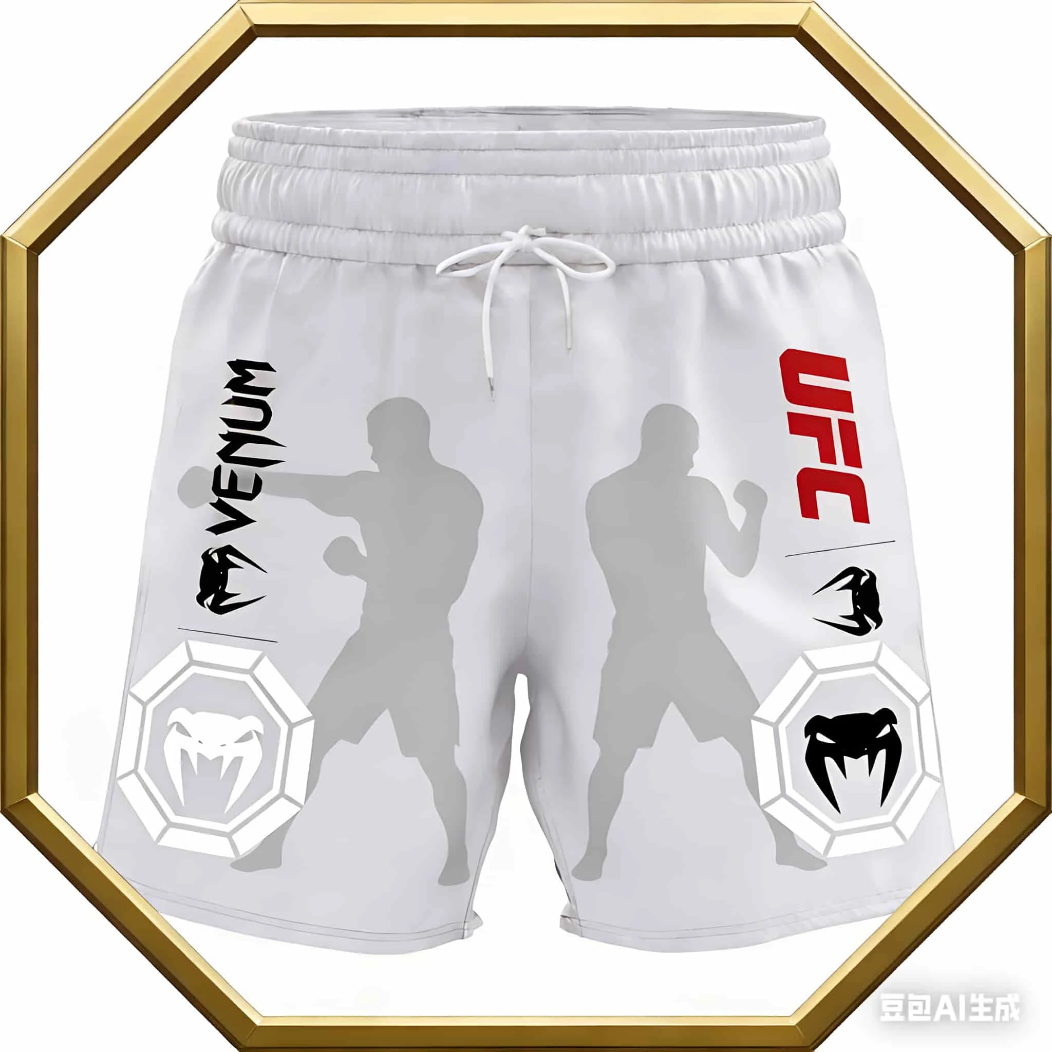 

UFC MMA's New Men's and Women's Combat Training Shorts: Breathable, Quick Drying, and Sweat Absorbing Fitness Printed Shorts