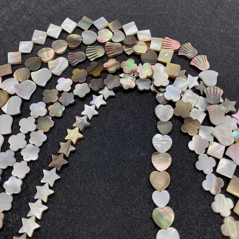 Natural Black Shell Beads Carved Jewelry Pearl Shell Loose Beads for DIY Handmade Hairpin Brooch Earring Jewelry Making