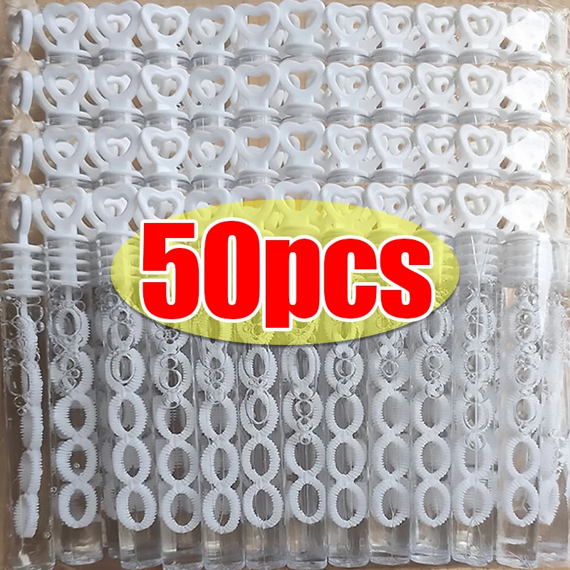 50/10pcs Colorful Bubble Soap Bottle Wand Empty Tube Kids Birthday Party Decorations Pinata Filler Toys Wedding Gifts for Guest