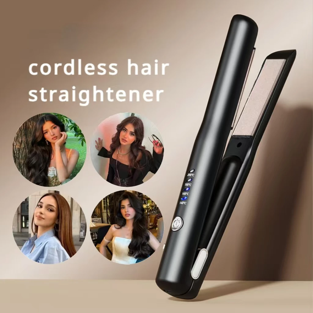 Portable USB Charged Mini Hair Straightener Cordless Negative Ion Flat Iron Anti‑Scald Fast Heating 4 Temp Modes On‑the‑Go Hair