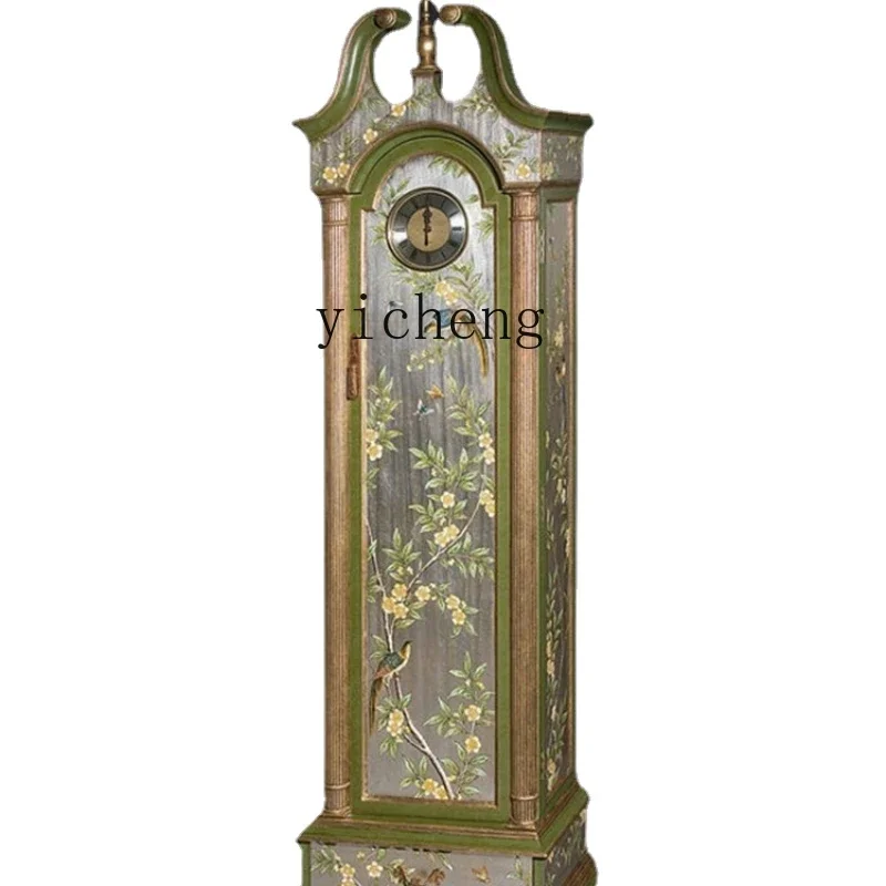 Curio Cabinet European Classical Art Paillette Hand Painted the Grandfather Clock Living Room