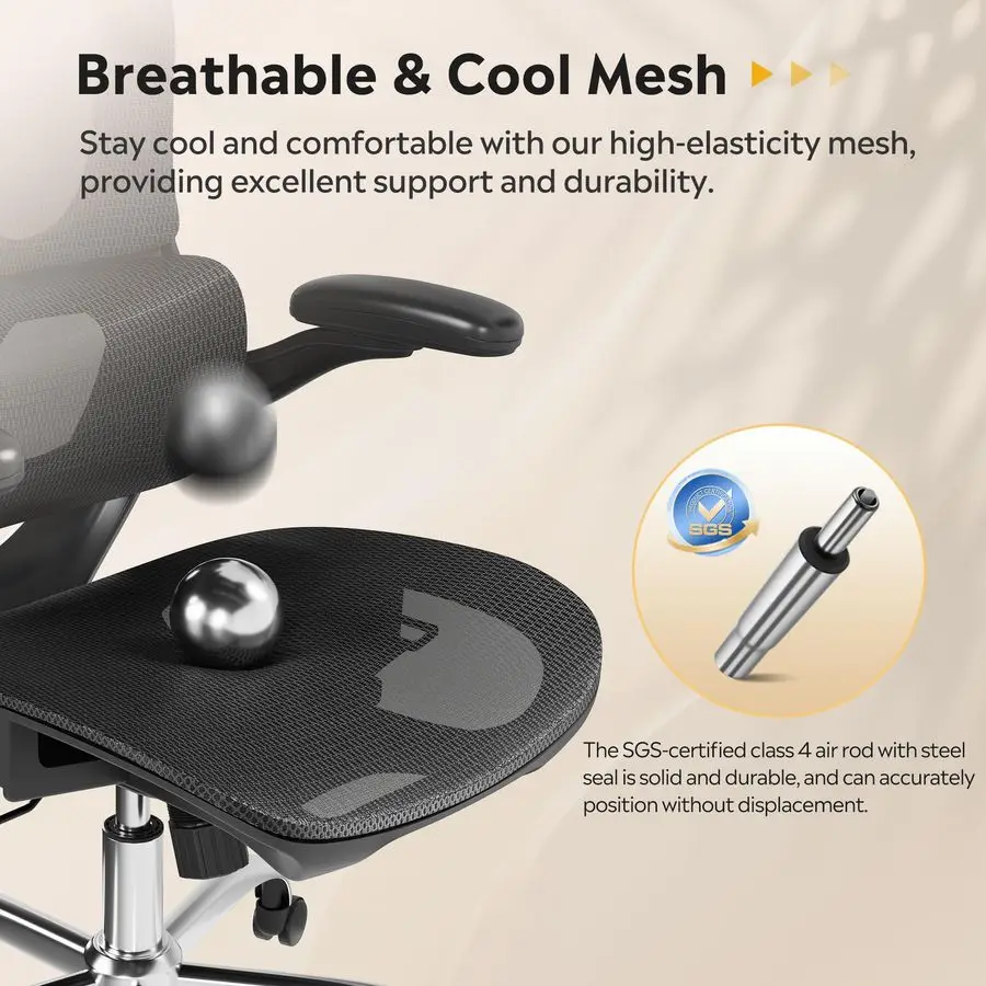요추 지지대가 있는 인체공학적 메쉬 홈 오피스 책상 의자, 플립업 팔걸이가 있는 등받이가 높은 컴퓨터 게임용 의자, 3D He
