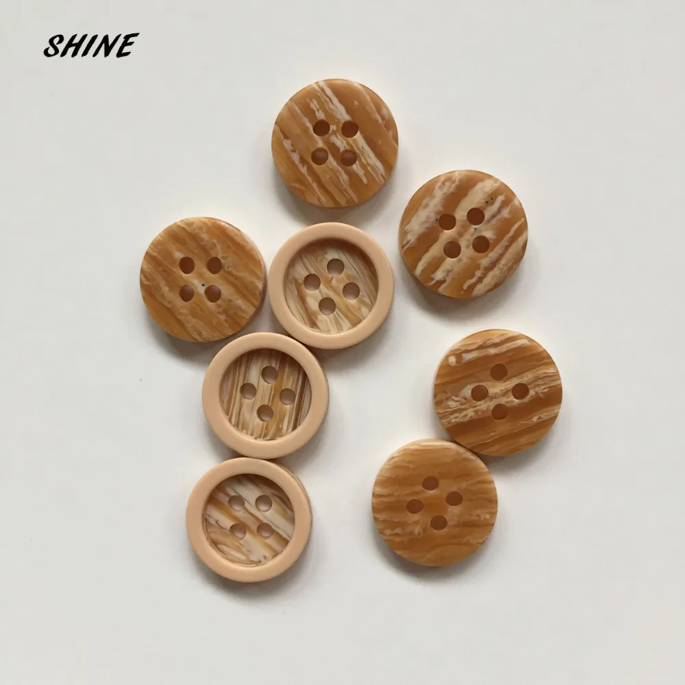 50PCs Resin Sewing Buttons Scrapbooking Round Faux-Wooden Four Holes 12mm Dia. Botones  diy  vintage buttons  sewing supplies