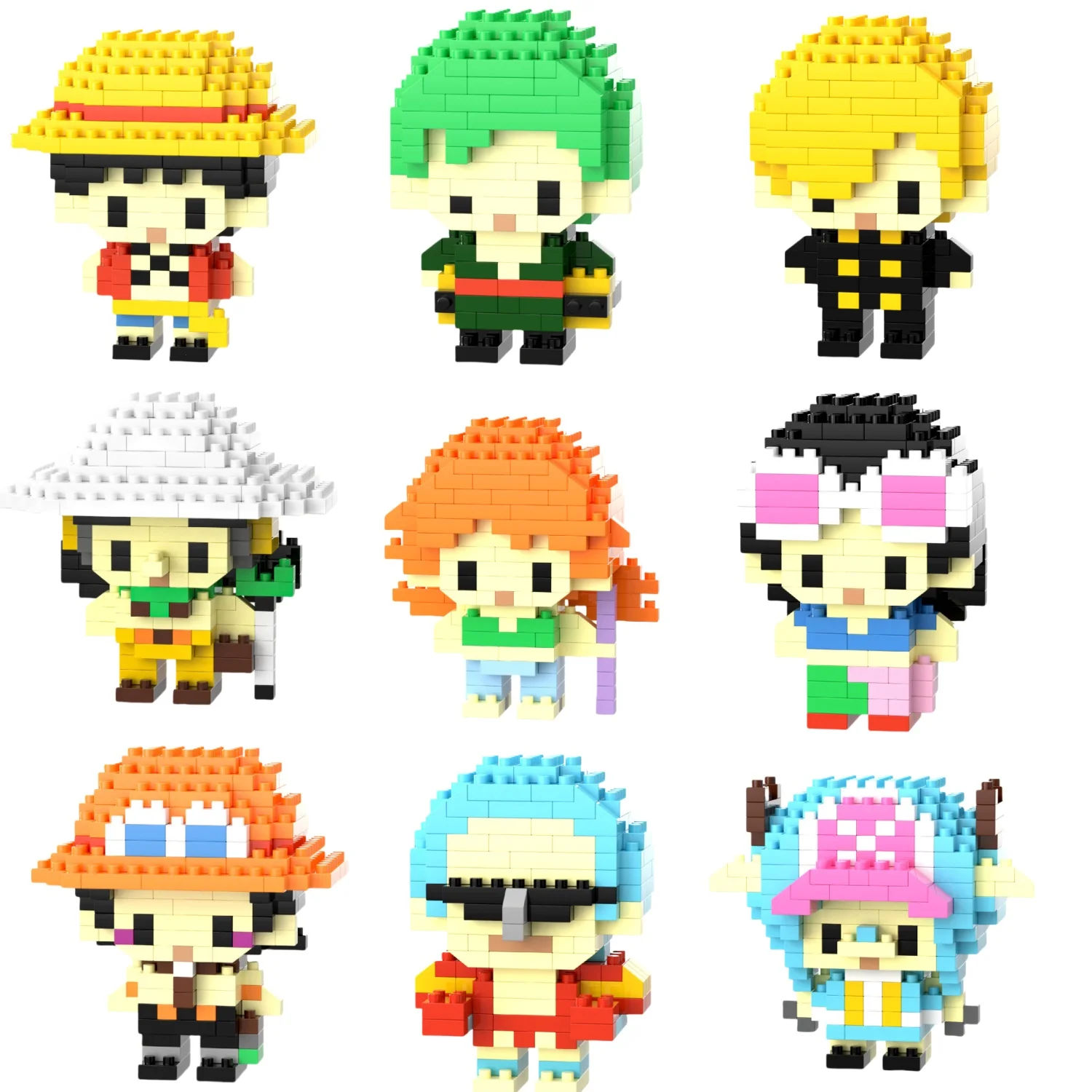 ONE PIECE building blocks  particle cartoon kawai desktop ornaments Halloween birthday gifts Christmas toys Cuddly toy