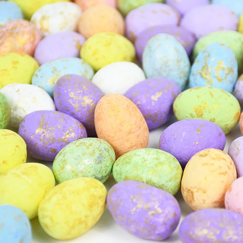 50pcs Colorful Easter Foam Eggs Artificial Bird Pigeon Egg Ornament DIY Wreath Decorative Happy Easter Party Kids Favor Supplies