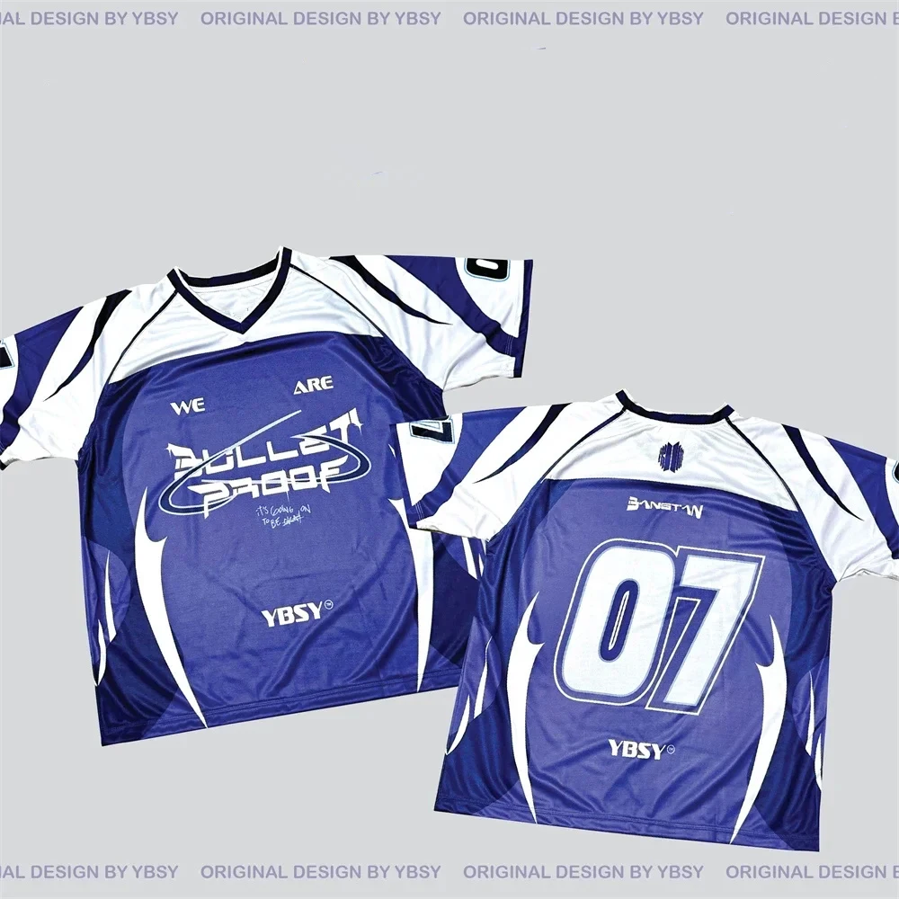 

Футболка YBSY Korean Sports Jersey для пляжного серфинга, летняя женская свободная уличная футболка оверсайз с 3D-принтом, короткий рукав, повседневный стиль Y2K