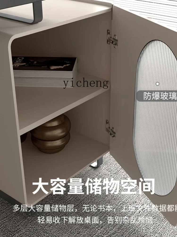 cz-1Light Luxury Rock Slab Integrated Office Desk Chair Bedroom Home Study Writing Desk Computer Desk