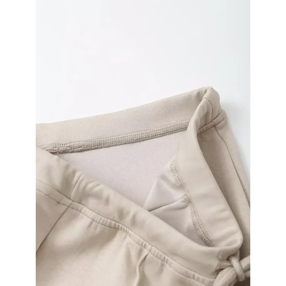 2024 Autumn Women MultiColors 2 Piece Hoodies Set Casual Flare Trousers Sets Interlock Cropped Sweatshirt Plush Front Seam Pants