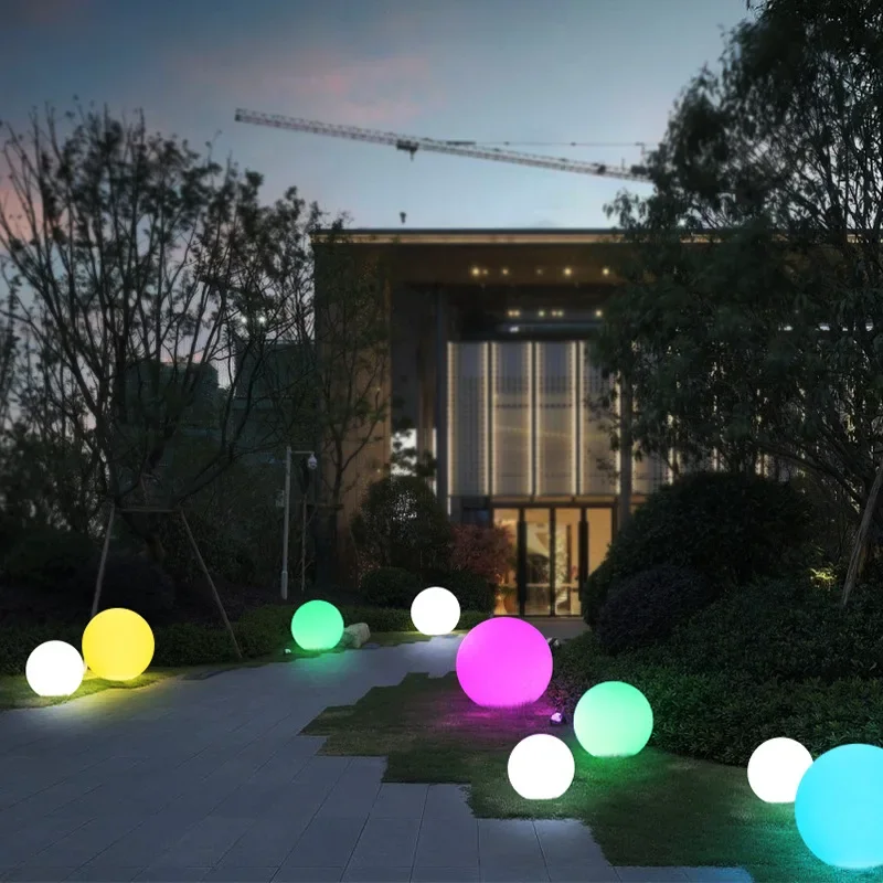 Outdoor Garden LED Ball Lights Landscape Lawn Street Lamps Waterproof 16 Colors Changebale Rechargebale Anti-drop PE Material