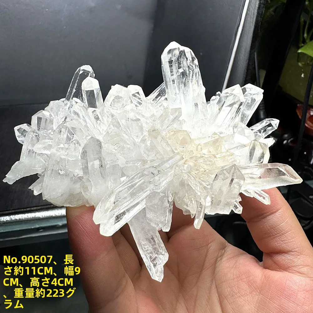 純粋な天然白水晶クラスターディスプレイピース、オリジナルロッククリスタルカラムディスプレイピース、個枚の写真