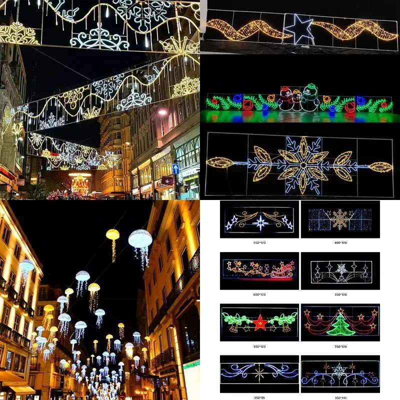 Large Pre-lit 2D Christmas Street Light Decoration Set for Lane Access Festive Winter Holiday Display