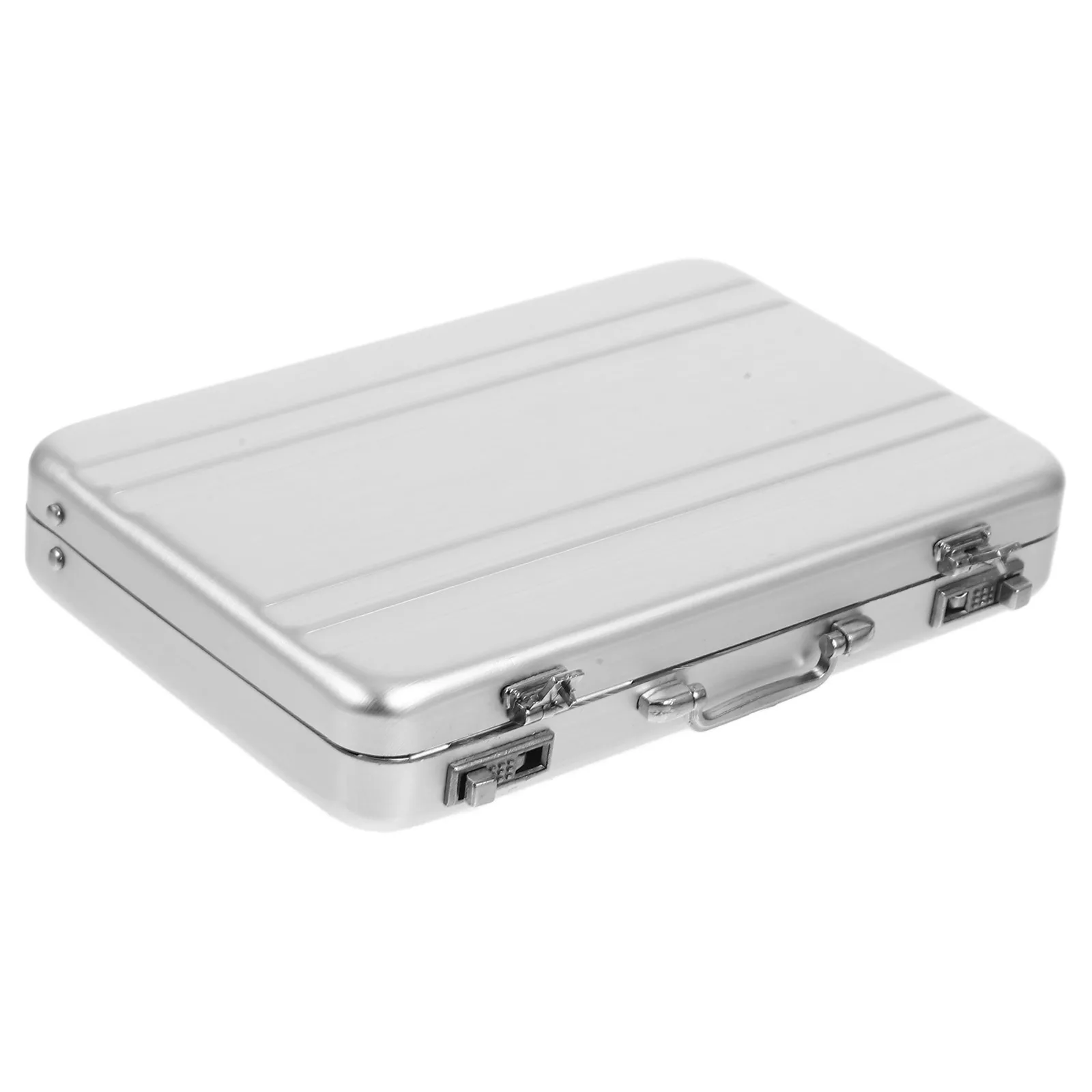 

Portable Business Card Storage Box Aluminum Alloy Desk Organizer Office Supplies Mini Briefcase Style Visiting Cards Case Credit