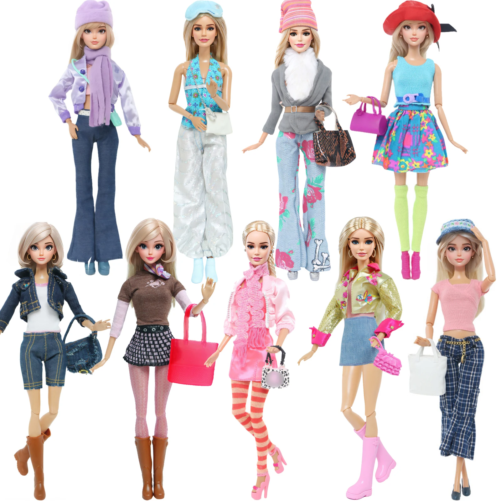 1 Set Doll Outfit Fashion Dress Coat Trousers Bag Shoes Hat Elegant Skirt Daily Party Clothes for Barbie Doll Accessories Toy