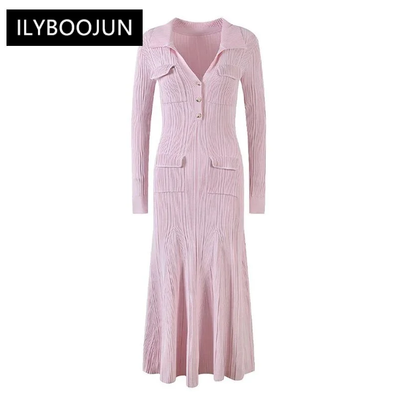 

Dresses For Women 2023 Runway Luxury Brand High Quality party long knitted dress pink mini dress