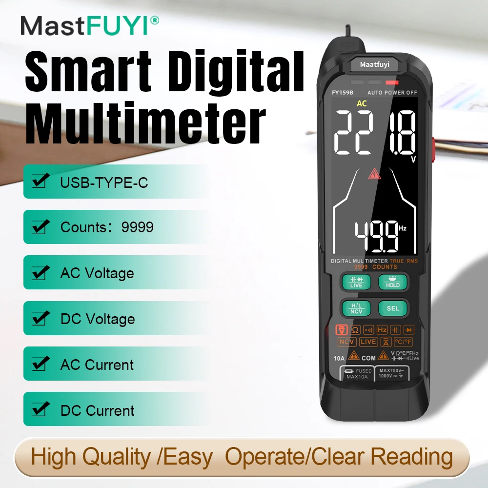 

Newest USB Charge Smart Multimeter Digital Profesional AC DC Current Voltage Detector Pen Capacitance Temp Auto Range Tester