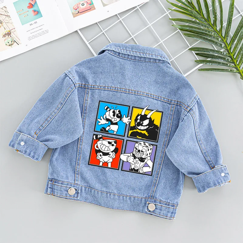 Hot Game Cuphead Cartoon Patches for Clothes Heat Transfer Thermal Stickers DIY T shirt Iron on for Kids Jackets Cute Appliqued