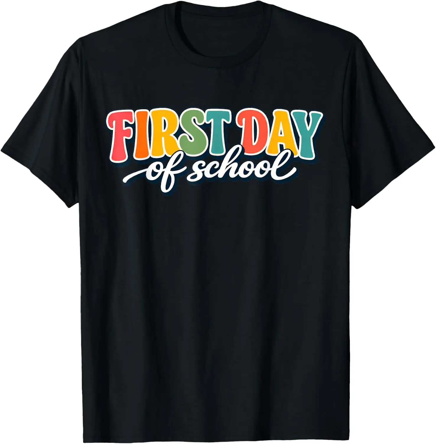 Funny First Day Of Teacher Girls Back To School Women T-Shirt 100% Cotton Trendy Y2K Short-Sleeve Tee-Soft, Quick-Drying,