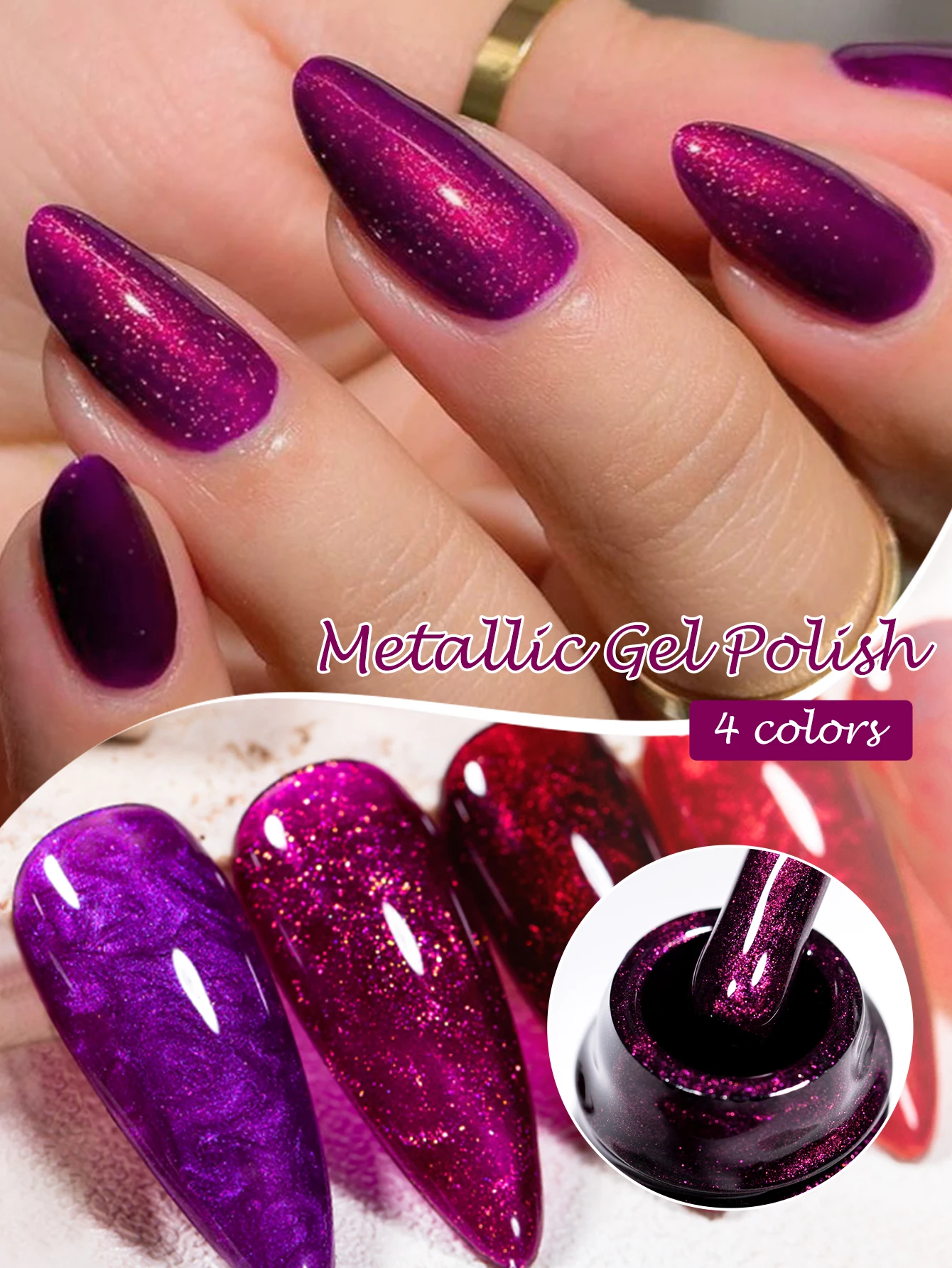 Nail Art Fuchsia - FOUR LILY Metallic Gel-Nagellack, 10 ml,