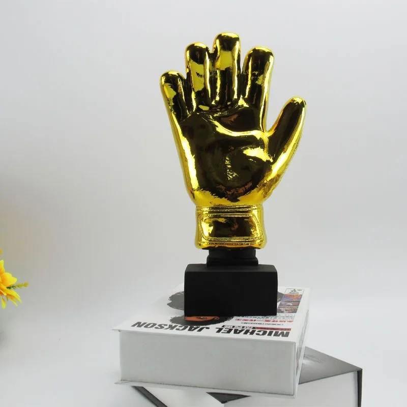 Gants de gardien de but de football dorés personnalisés, trophée en résine, artisanat, meilleur prix de football plaqué or, cadeau personnalisable pour les fans de la ligue Souven