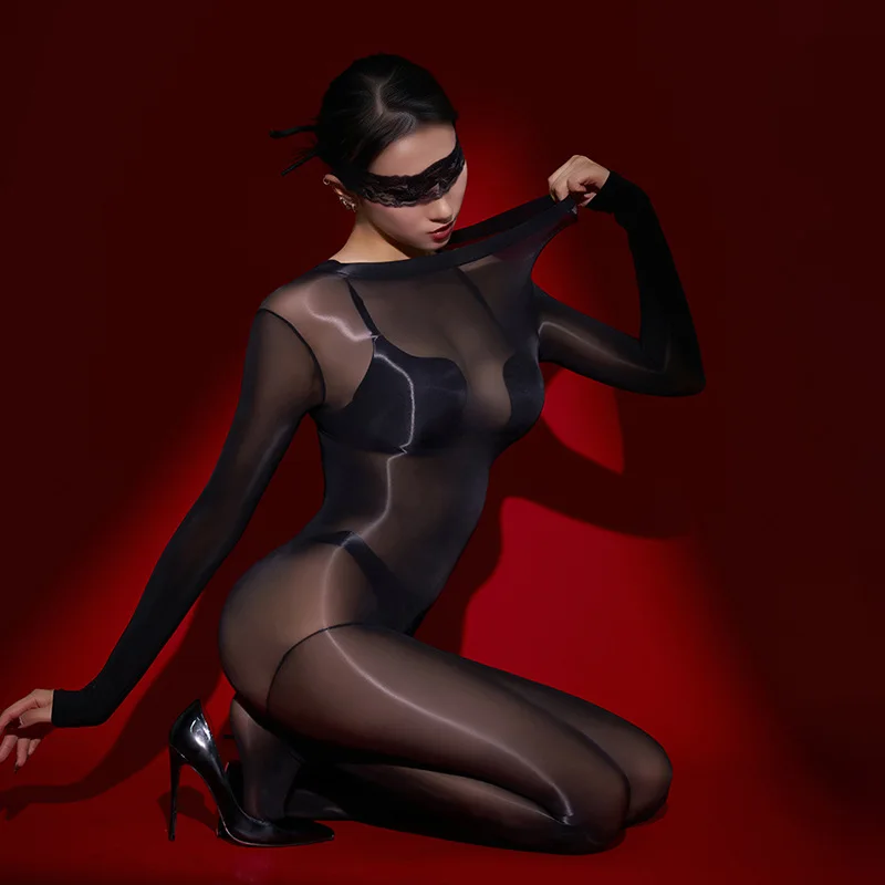 2024 New Shining Glossy Silky Smooth Seamless One Piece Body Stocking Socks Jumpsuit Sexy Temptation For Sex Game SM Toys