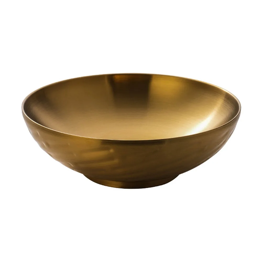 Thickened Stainless Steel Bowl Double Layer High Footed Korean Ramen Bowl Drop Resistant Heat-insulating Soup Bowl Children Use
