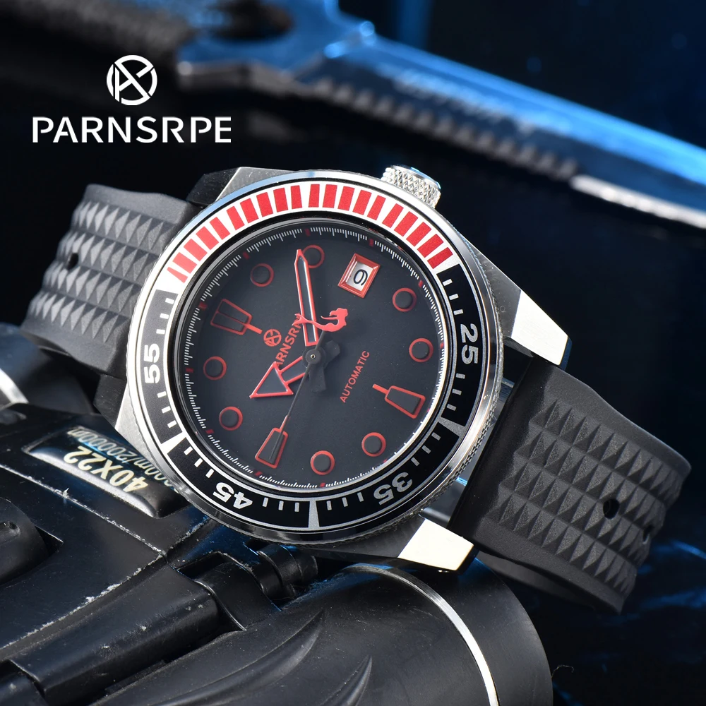 

PARNSRPEWatch 42.5 mm Samurai NH35A movement sapphire crystal diving automatic mechanical watch stainless steel case rubber stra