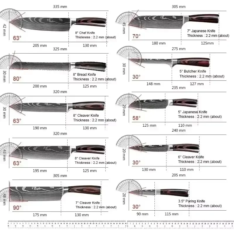 Japanese Kitchen Knives Professional Chef Knife Santoku Cleaver Slicing Utility Meat Fruit Vegetables Knives Cooking Knife