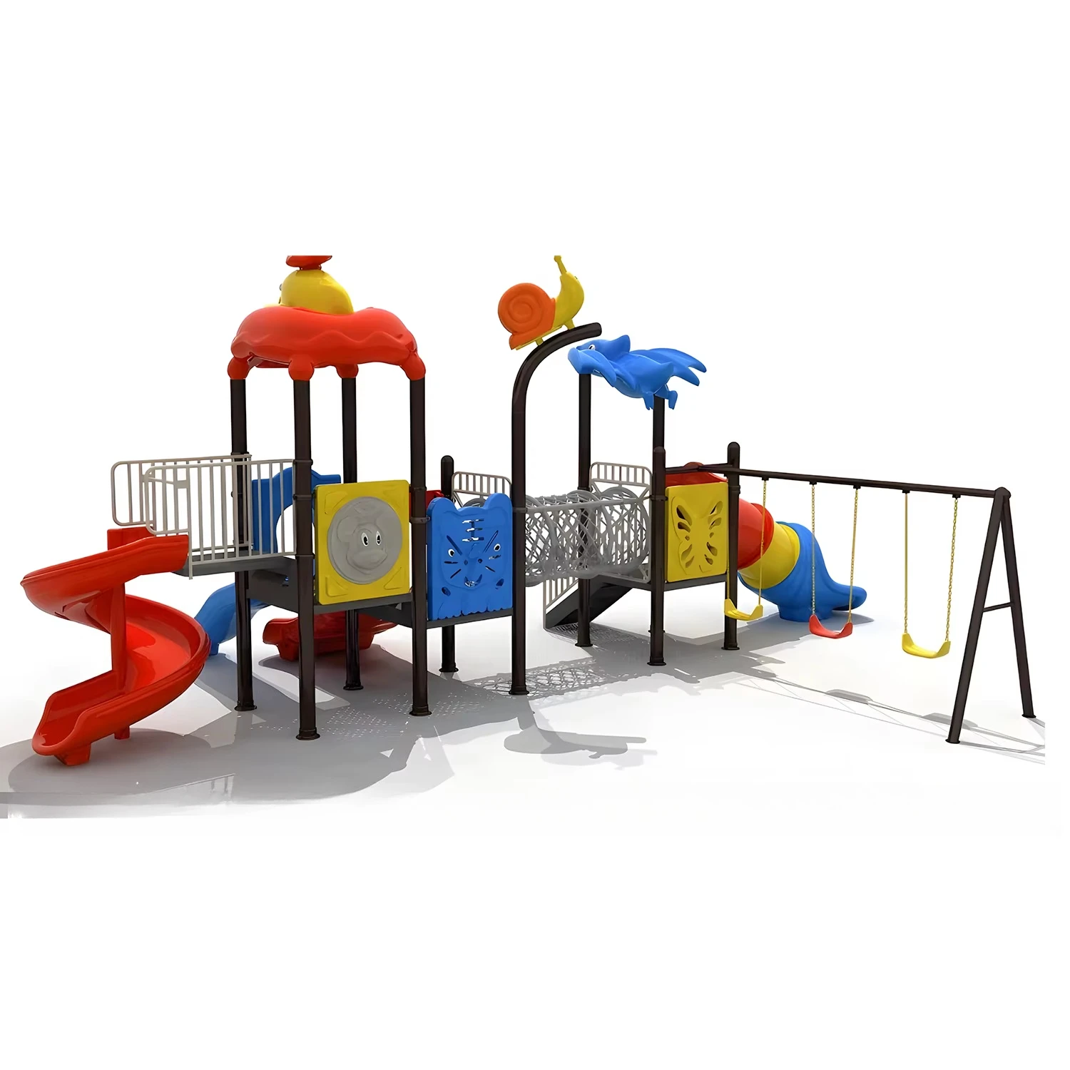 Customized Eco-friendly Steel & LLDPE Outdoor Playground Equipment with Plastic Slides for School & Residential Gardens