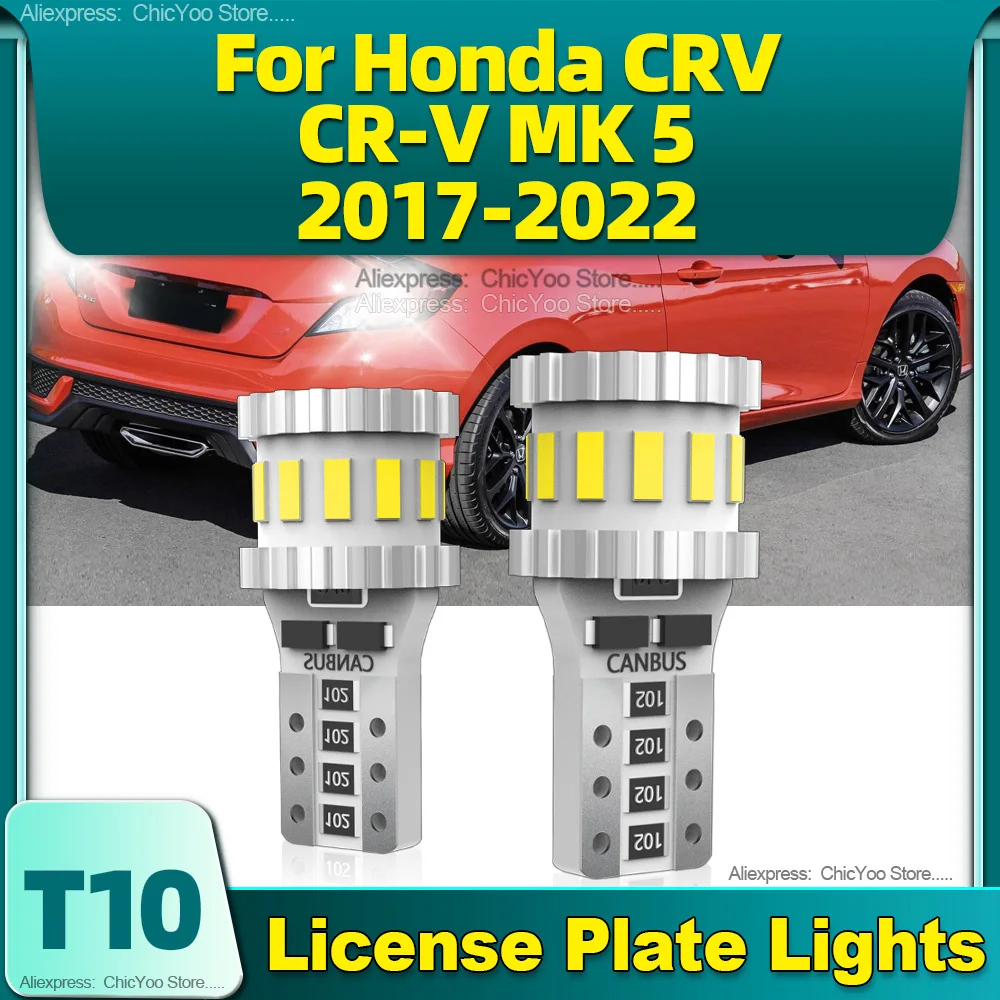 

T10 W5W LED Bulbs Canbus 12V 6000K White 1000LM License Plate Lamps For Honda CRV CR-V MK 5 2017 2018 2019 2020 2021 2022