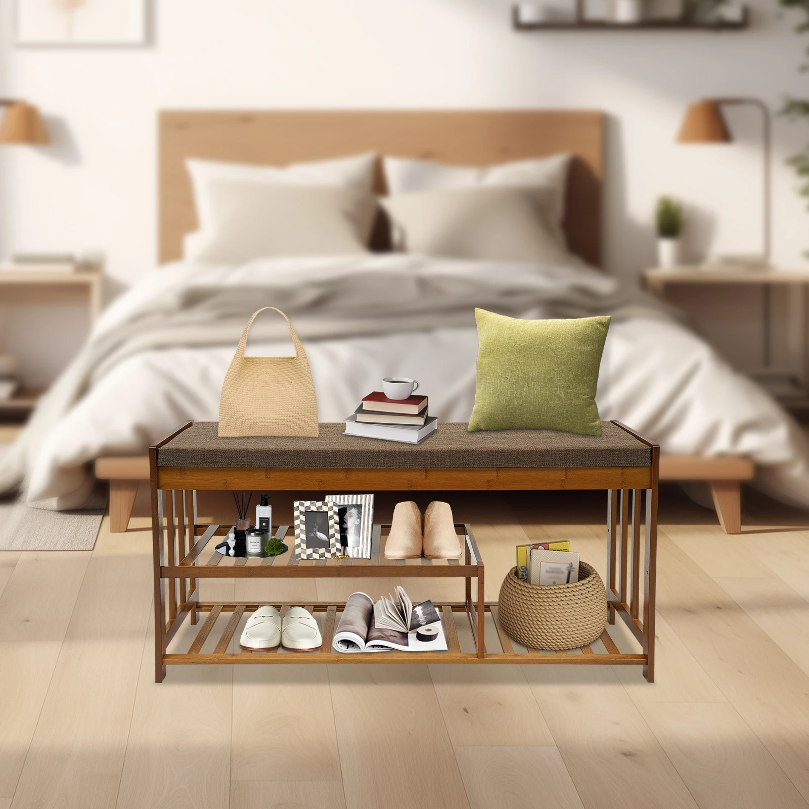 

Comfortable Shoe - changing Bench with Storage Shelves,Shoe Bench, Shoe Storage Bench, Porch Storage Bench Schuhbank,